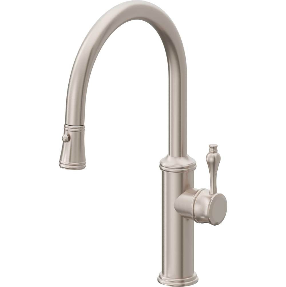 California Faucets Pull-Down Kitchen Faucet with Button Sprayer  - Low Arc Spout