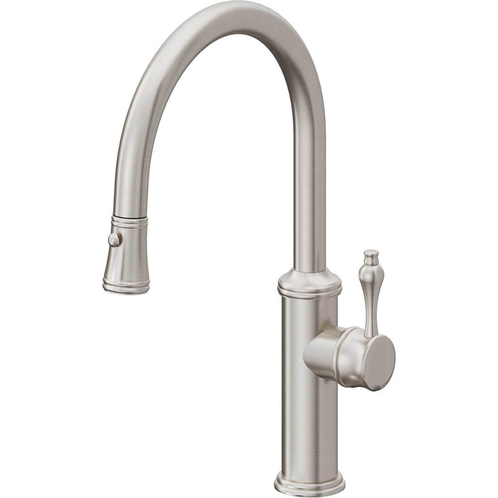 California Faucets Pull-Down Kitchen Faucet with Button Sprayer  - Low Arc Spout
