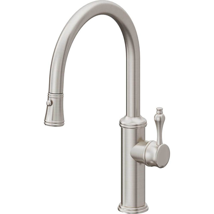 California Faucets Pull-Down Kitchen Faucet with Button Sprayer  - Low Arc Spout