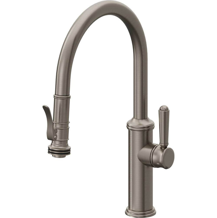 California Faucets Pull-Down Kitchen Faucet with Button Sprayer  - Low Arc Spout