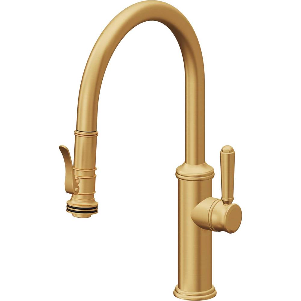 California Faucets Pull-Down Kitchen Faucet with Button Sprayer  - Low Arc Spout