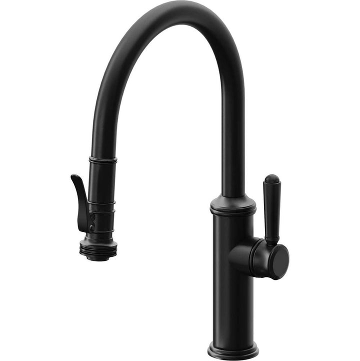 California Faucets Pull-Down Kitchen Faucet with Button Sprayer  - Low Arc Spout