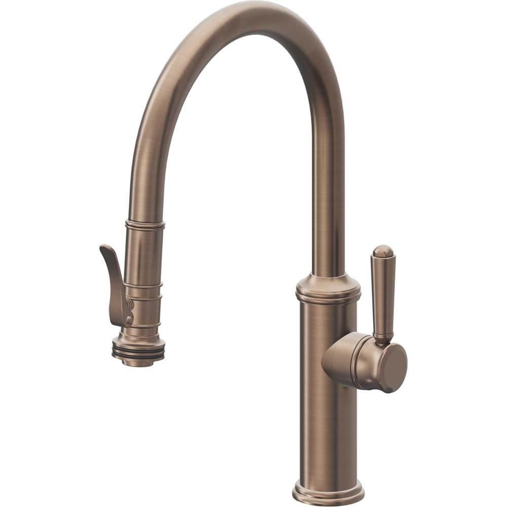 California Faucets Pull-Down Kitchen Faucet with Button Sprayer  - Low Arc Spout