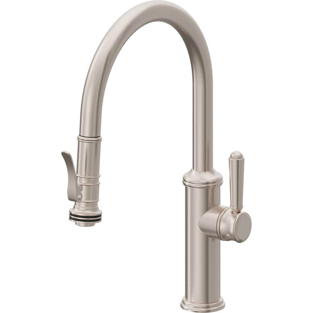 California Faucets Pull-Down Kitchen Faucet with Button Sprayer  - Low Arc Spout