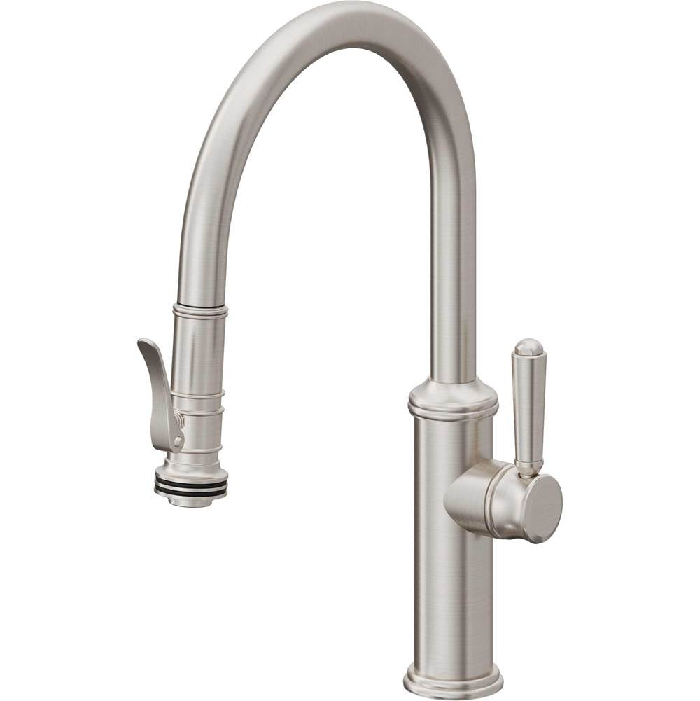 California Faucets Pull-Down Kitchen Faucet with Button Sprayer  - Low Arc Spout