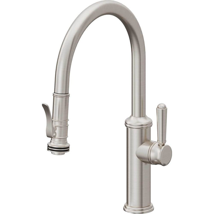 California Faucets Pull-Down Kitchen Faucet with Button Sprayer  - Low Arc Spout