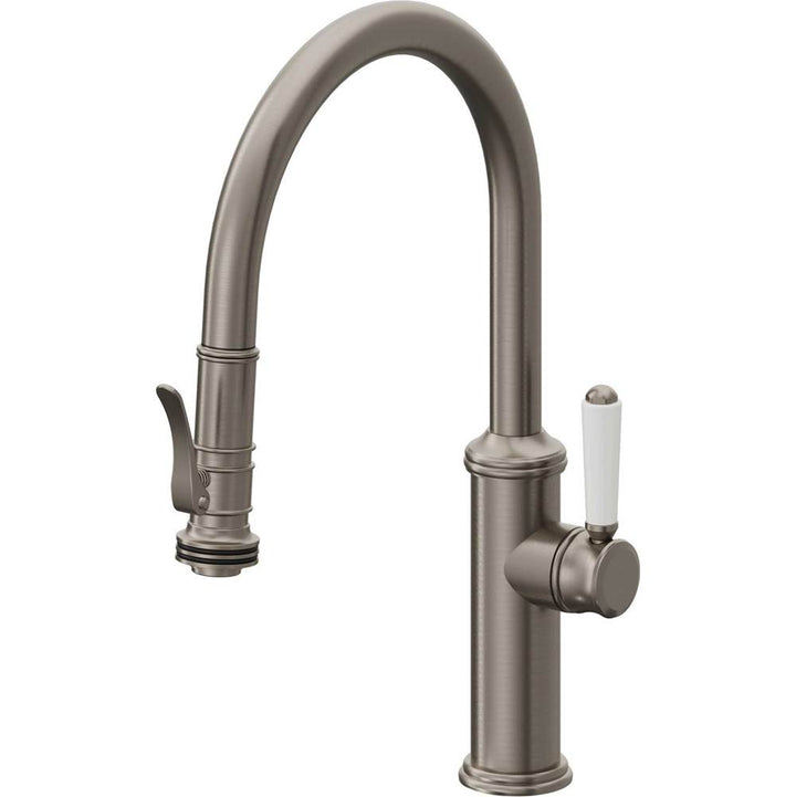 California Faucets Pull-Down Kitchen Faucet with Button Sprayer  - Low Arc Spout