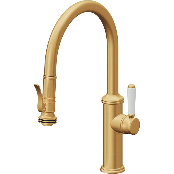 California Faucets Pull-Down Kitchen Faucet with Button Sprayer  - Low Arc Spout