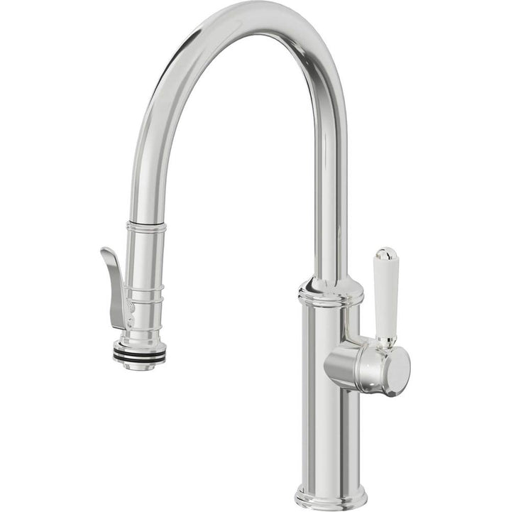 California Faucets Pull-Down Kitchen Faucet with Button Sprayer  - Low Arc Spout