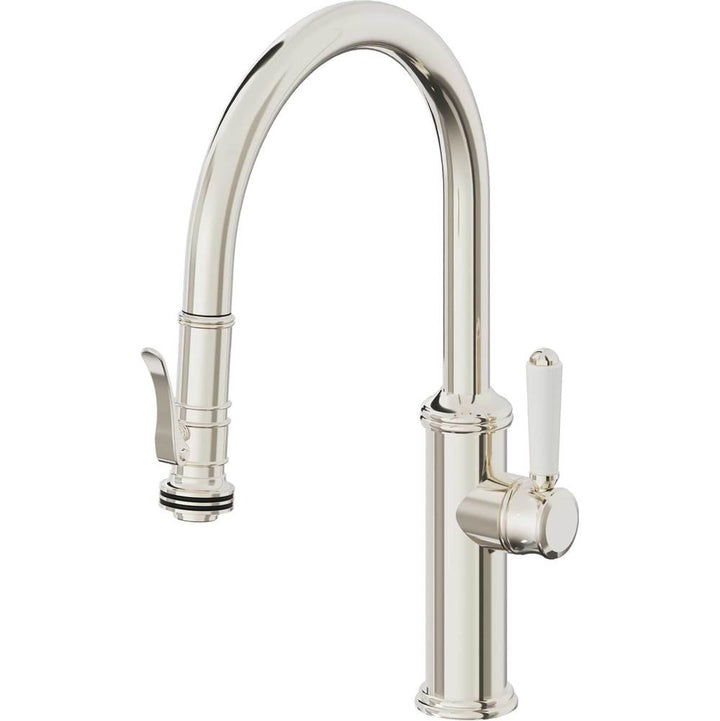 California Faucets Pull-Down Kitchen Faucet with Button Sprayer  - Low Arc Spout