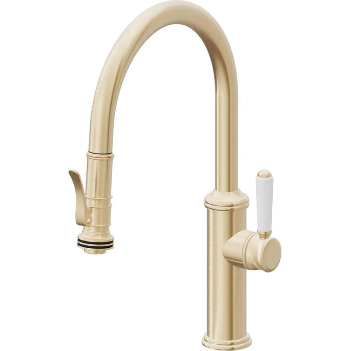 California Faucets Pull-Down Kitchen Faucet with Button Sprayer  - Low Arc Spout