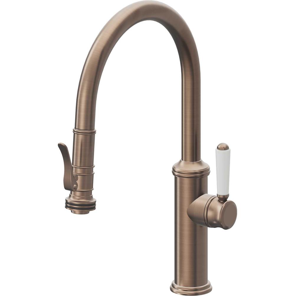 California Faucets Pull-Down Kitchen Faucet with Button Sprayer  - Low Arc Spout