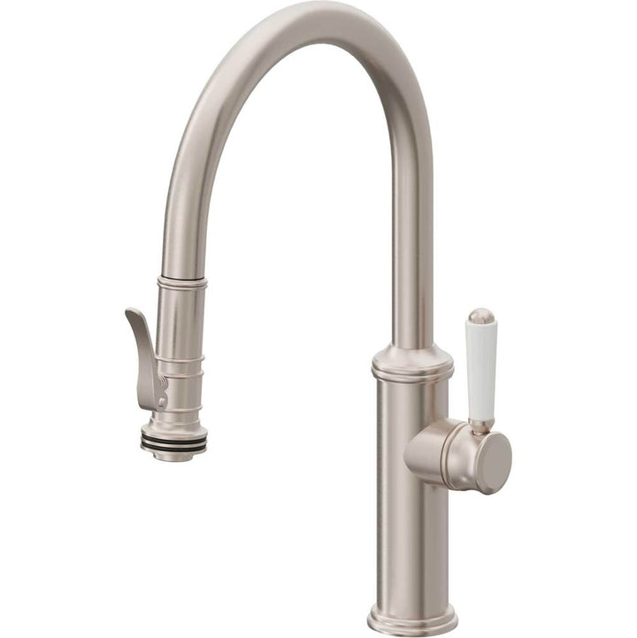 California Faucets Pull-Down Kitchen Faucet with Button Sprayer  - Low Arc Spout