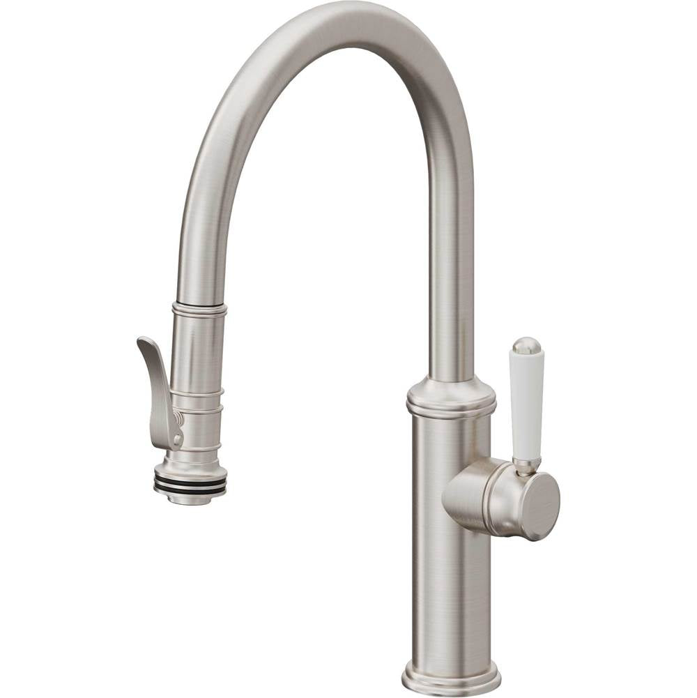 California Faucets Pull-Down Kitchen Faucet with Button Sprayer  - Low Arc Spout