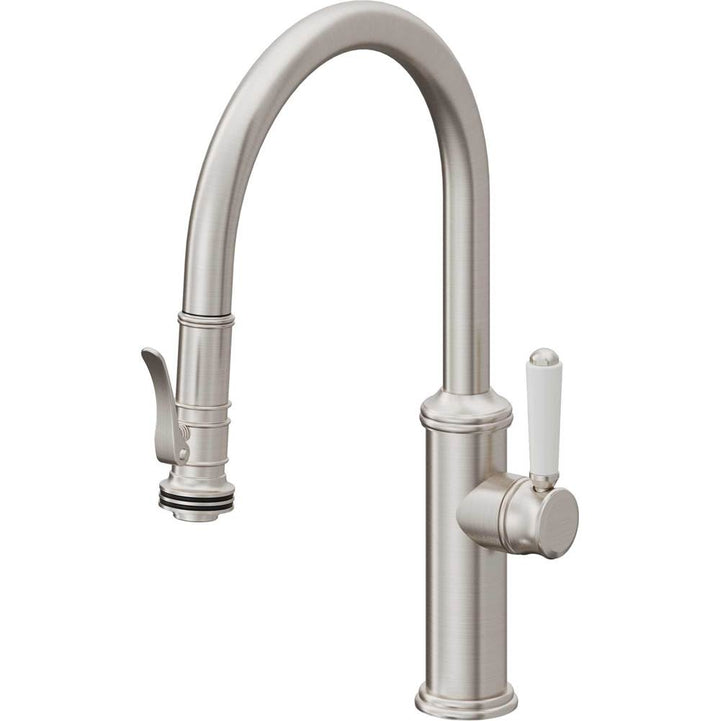 California Faucets Pull-Down Kitchen Faucet with Button Sprayer  - Low Arc Spout