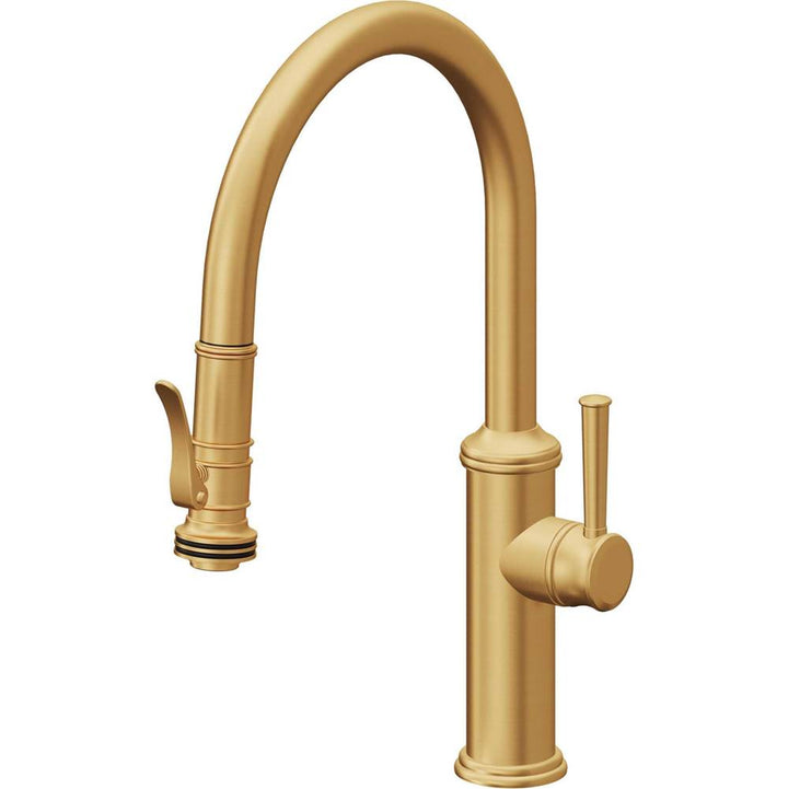 California Faucets Pull-Down Kitchen Faucet with Button Sprayer  - Low Arc Spout
