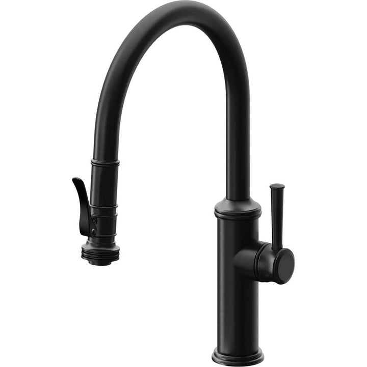 California Faucets Pull-Down Kitchen Faucet with Button Sprayer  - Low Arc Spout