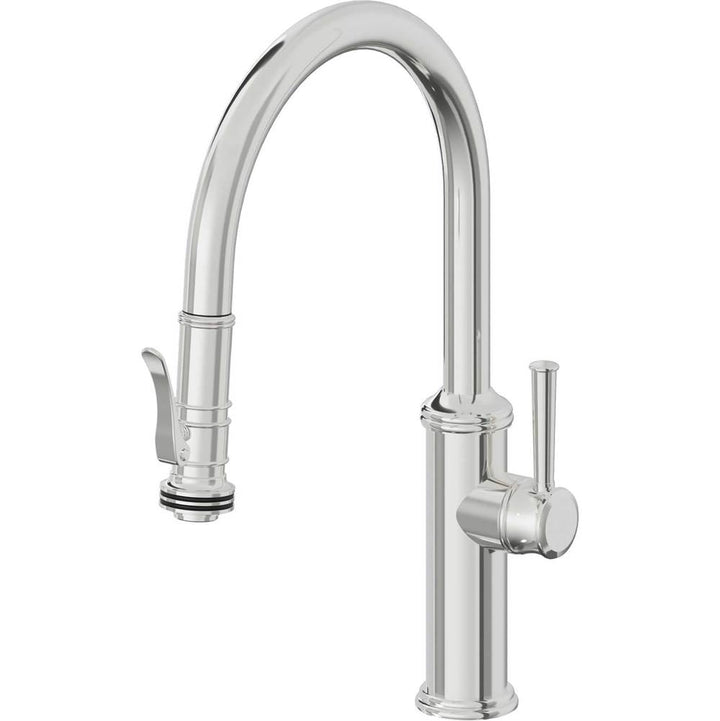 California Faucets Pull-Down Kitchen Faucet with Button Sprayer  - Low Arc Spout