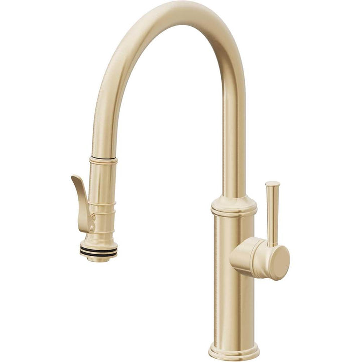 California Faucets Pull-Down Kitchen Faucet with Button Sprayer  - Low Arc Spout