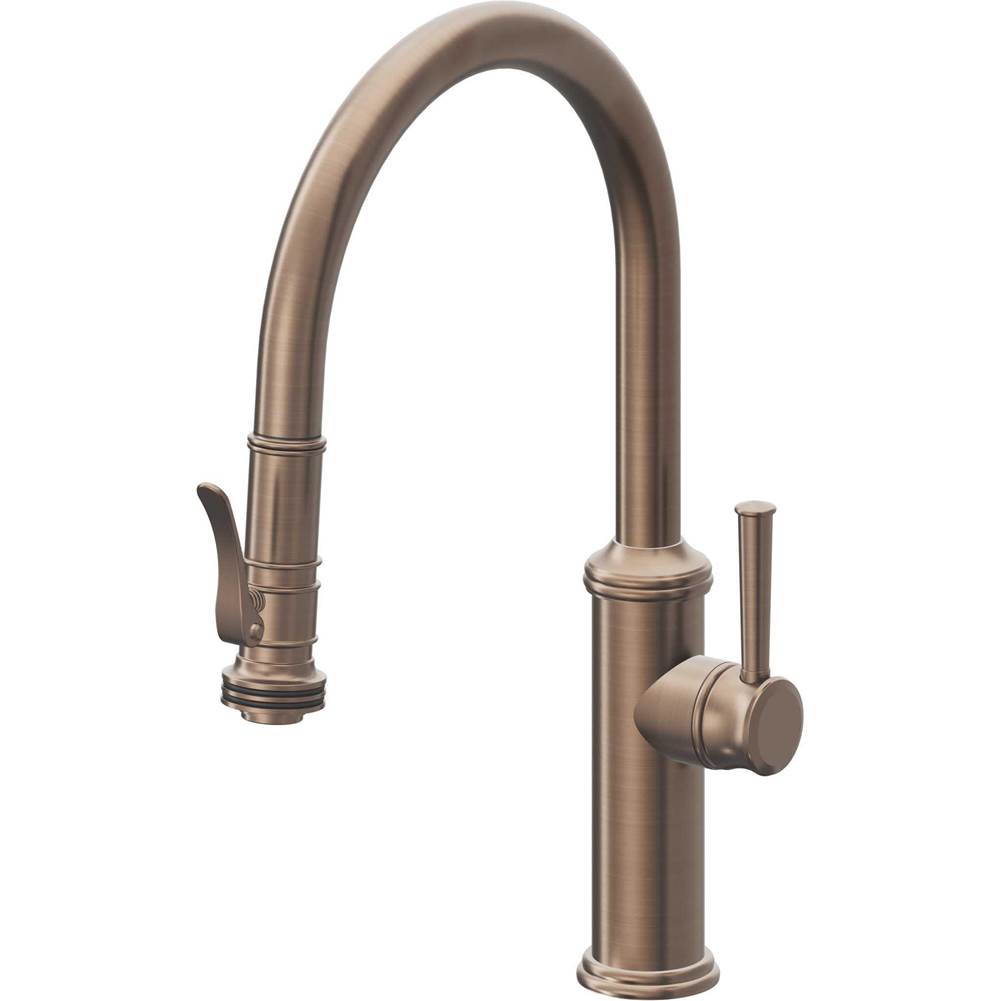 California Faucets Pull-Down Kitchen Faucet with Button Sprayer  - Low Arc Spout