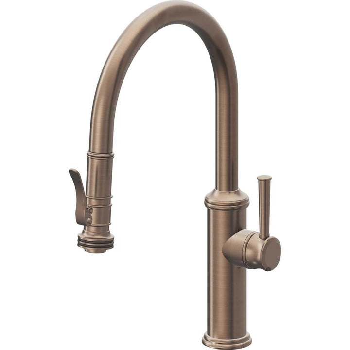 California Faucets Pull-Down Kitchen Faucet with Button Sprayer  - Low Arc Spout