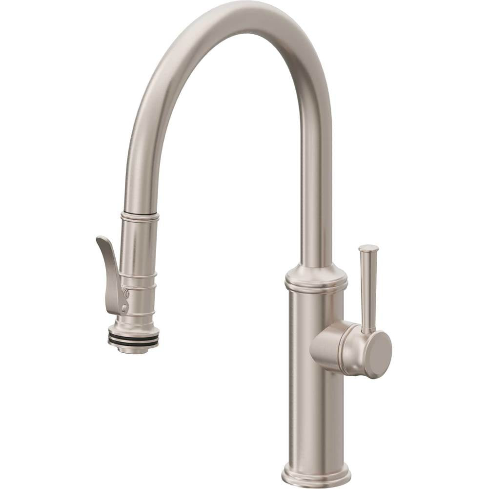 California Faucets Pull-Down Kitchen Faucet with Button Sprayer  - Low Arc Spout