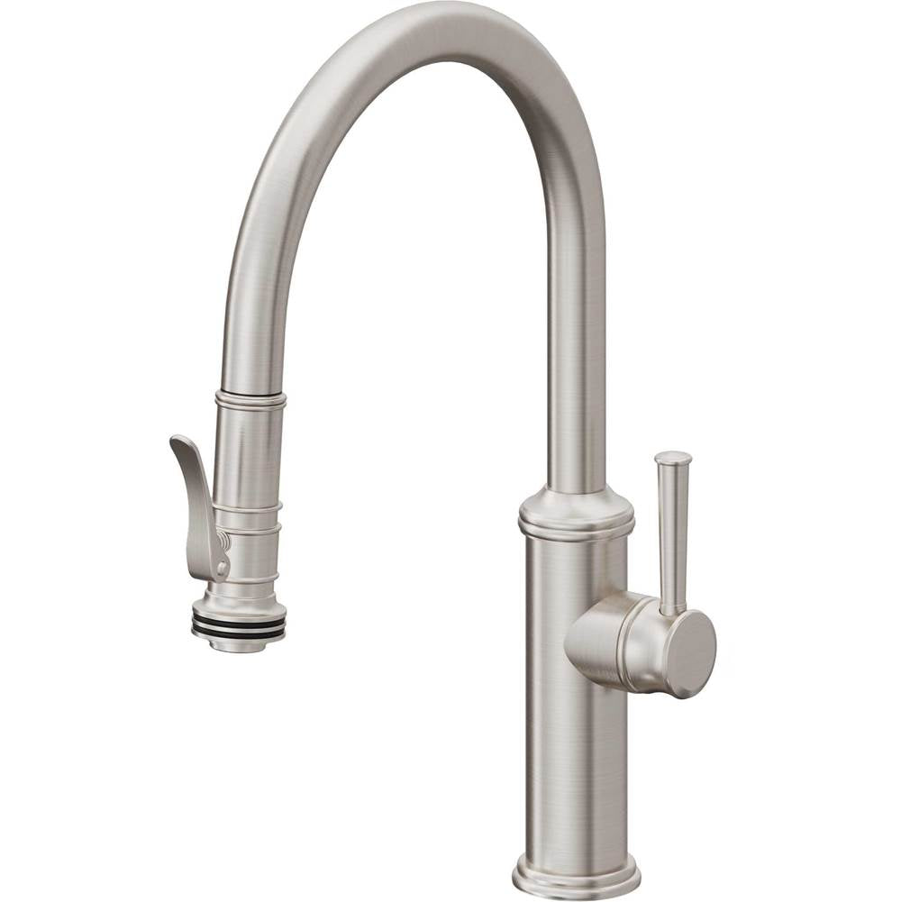 California Faucets Pull-Down Kitchen Faucet with Button Sprayer  - Low Arc Spout