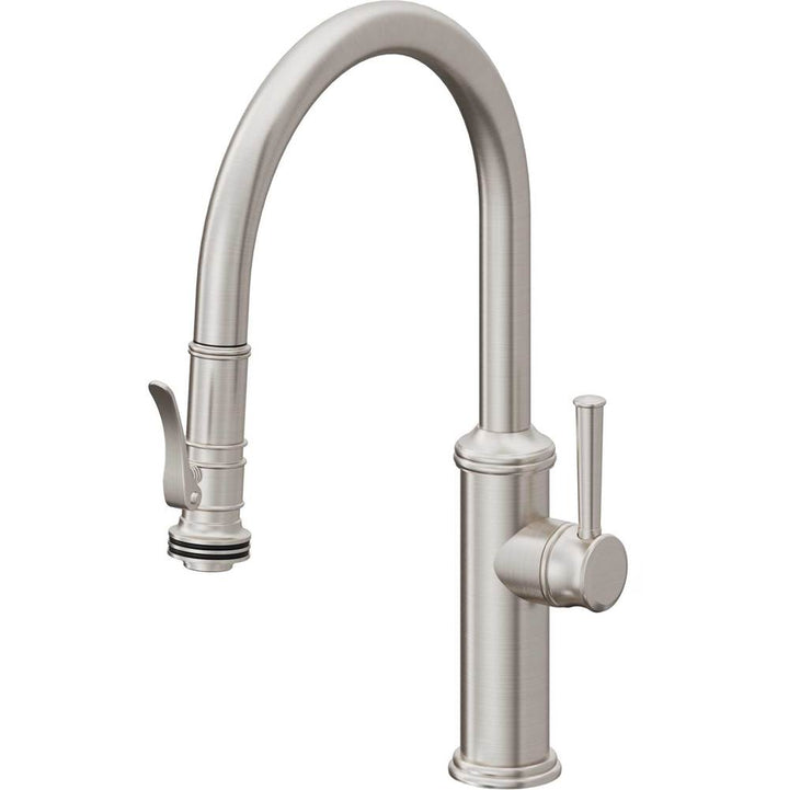 California Faucets Pull-Down Kitchen Faucet with Button Sprayer  - Low Arc Spout