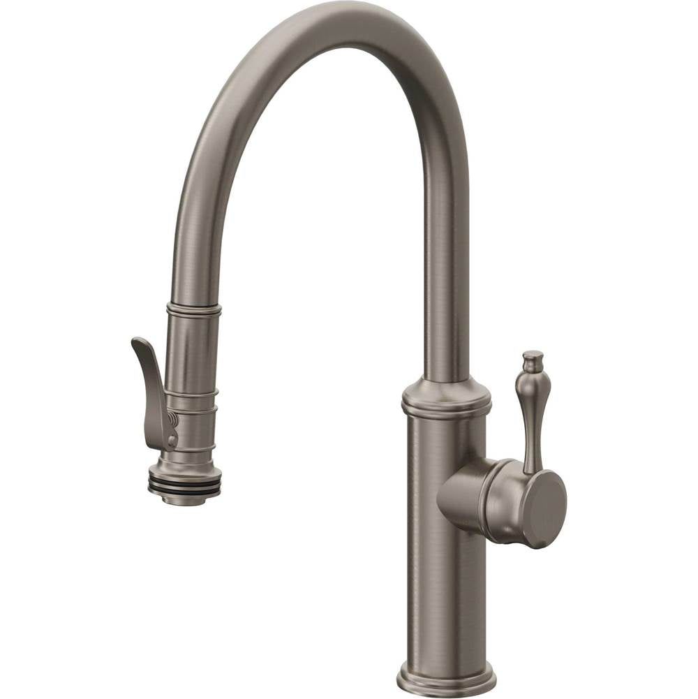 California Faucets Pull-Down Kitchen Faucet with Button Sprayer  - Low Arc Spout