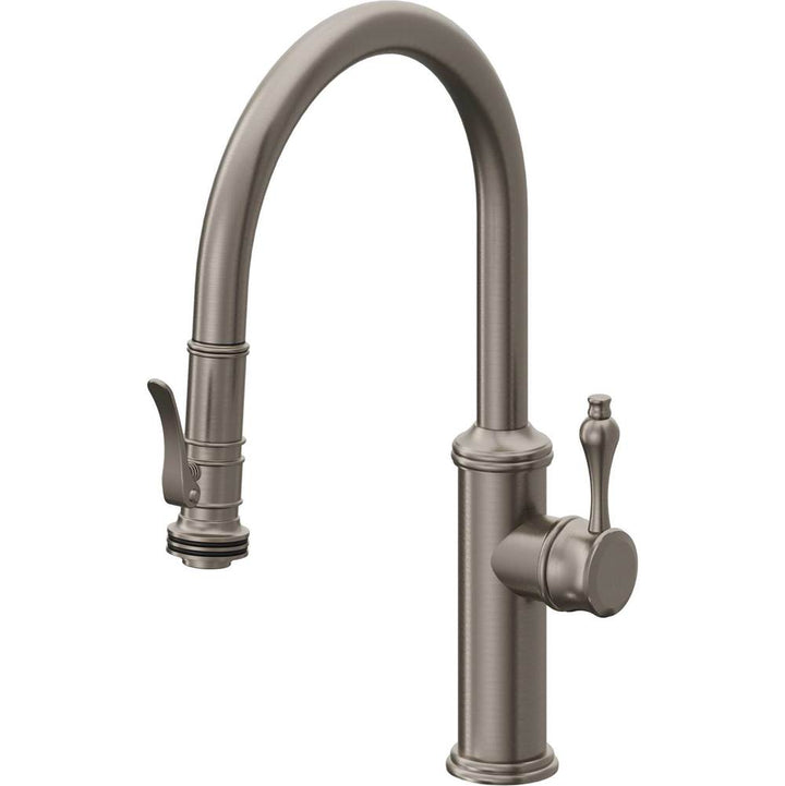 California Faucets Pull-Down Kitchen Faucet with Button Sprayer  - Low Arc Spout