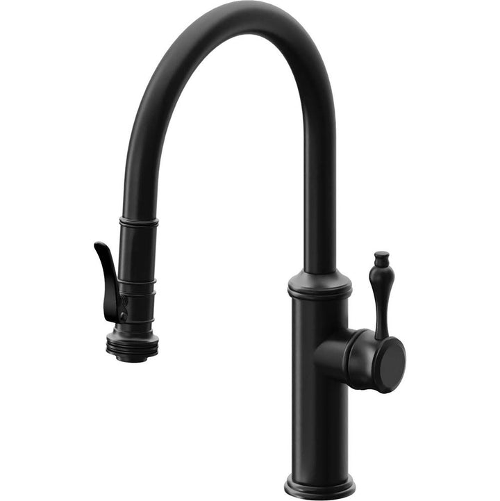 California Faucets Pull-Down Kitchen Faucet with Button Sprayer  - Low Arc Spout