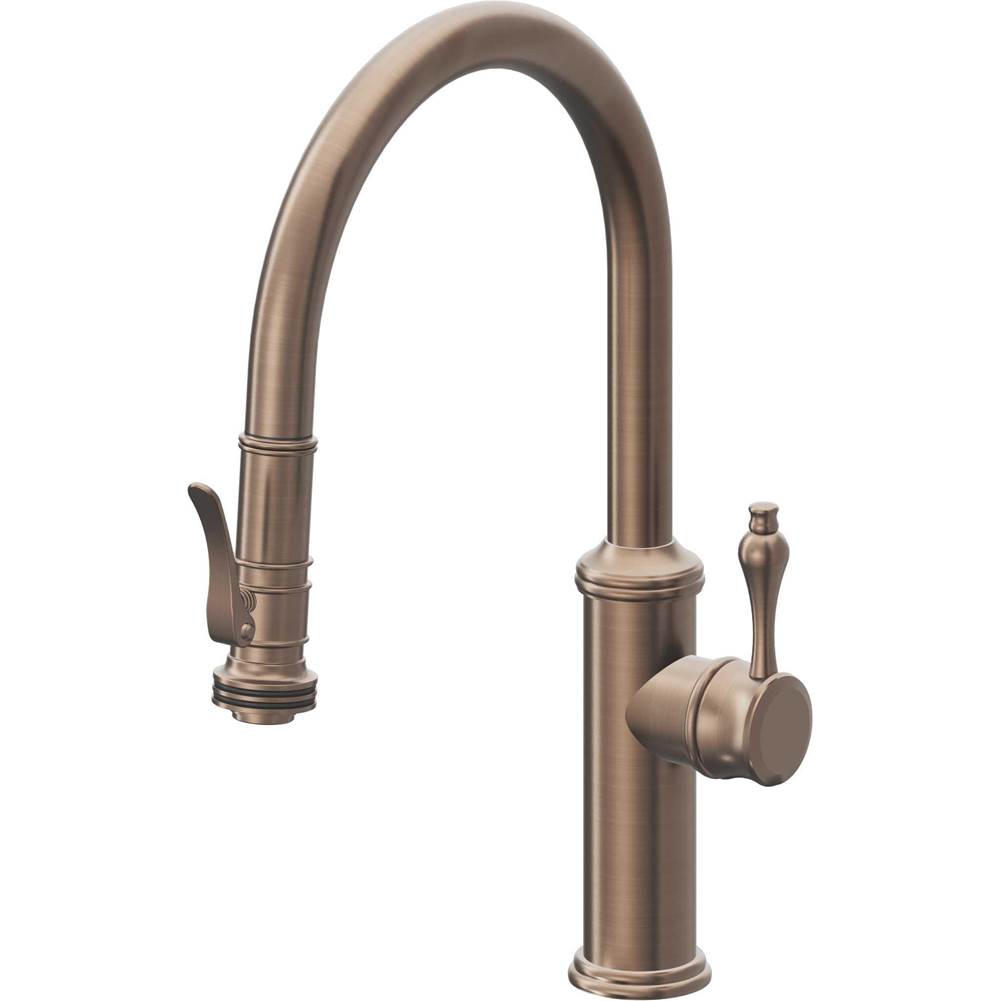 California Faucets Pull-Down Kitchen Faucet with Button Sprayer  - Low Arc Spout