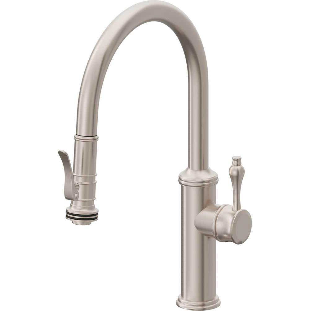 California Faucets Pull-Down Kitchen Faucet with Button Sprayer  - Low Arc Spout