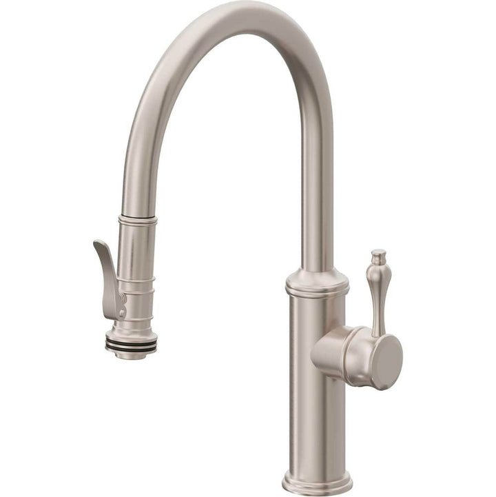 California Faucets Pull-Down Kitchen Faucet with Button Sprayer  - Low Arc Spout