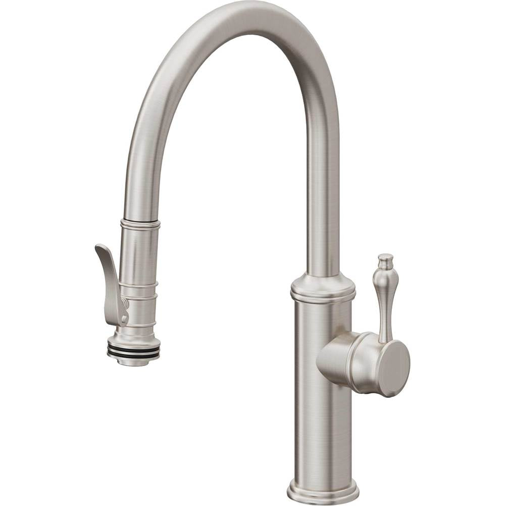 California Faucets Pull-Down Kitchen Faucet with Button Sprayer  - Low Arc Spout