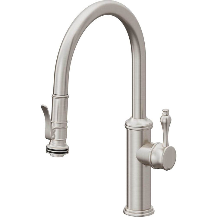 California Faucets Pull-Down Kitchen Faucet with Button Sprayer  - Low Arc Spout