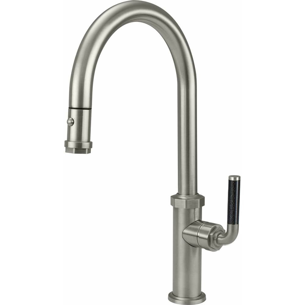 California Faucets Pull-Down Kitchen Faucet with Button Sprayer  - High Arc Spout