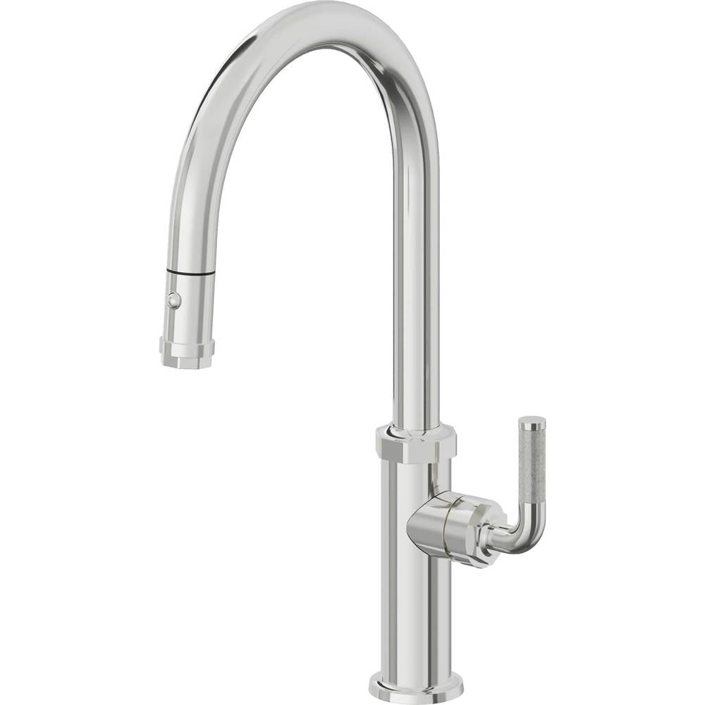 California Faucets Pull-Down Kitchen Faucet with Button Sprayer  - High Arc Spout