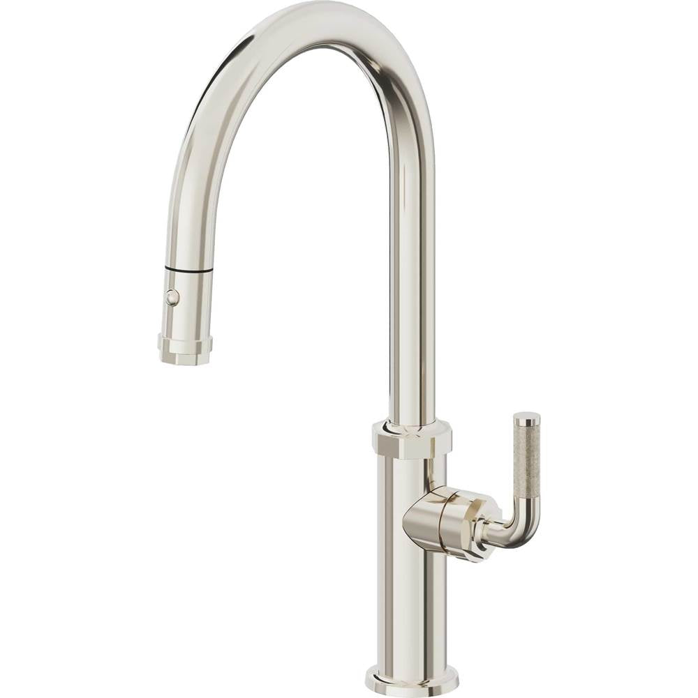 California Faucets Pull-Down Kitchen Faucet with Button Sprayer  - High Arc Spout