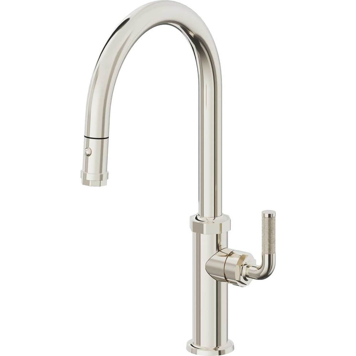 California Faucets Pull-Down Kitchen Faucet with Button Sprayer  - High Arc Spout