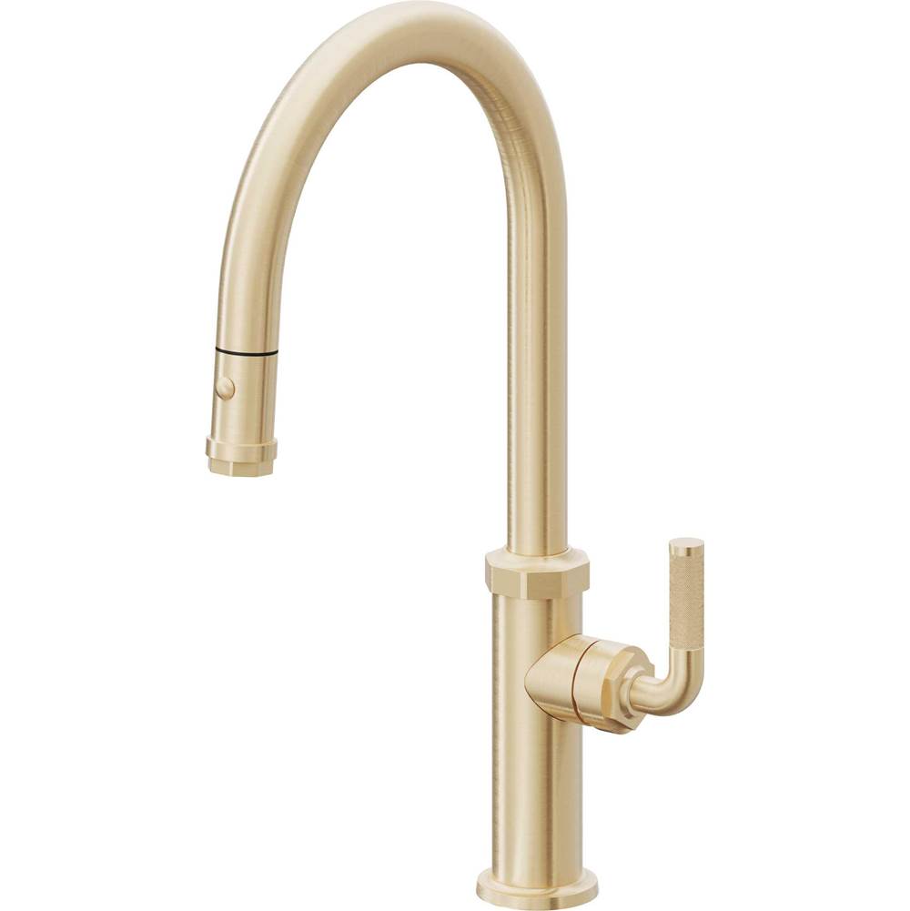 California Faucets Pull-Down Kitchen Faucet with Button Sprayer  - High Arc Spout