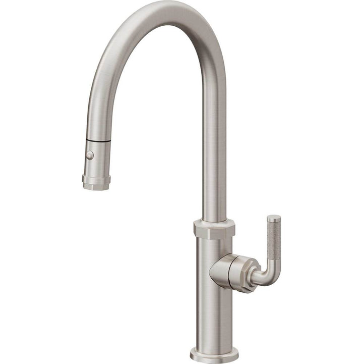 California Faucets Pull-Down Kitchen Faucet with Button Sprayer  - High Arc Spout