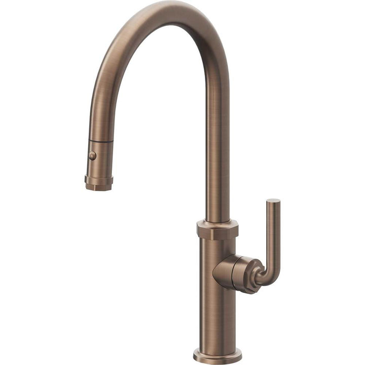 California Faucets Pull-Down Kitchen Faucet with Button Sprayer  - High Arc Spout