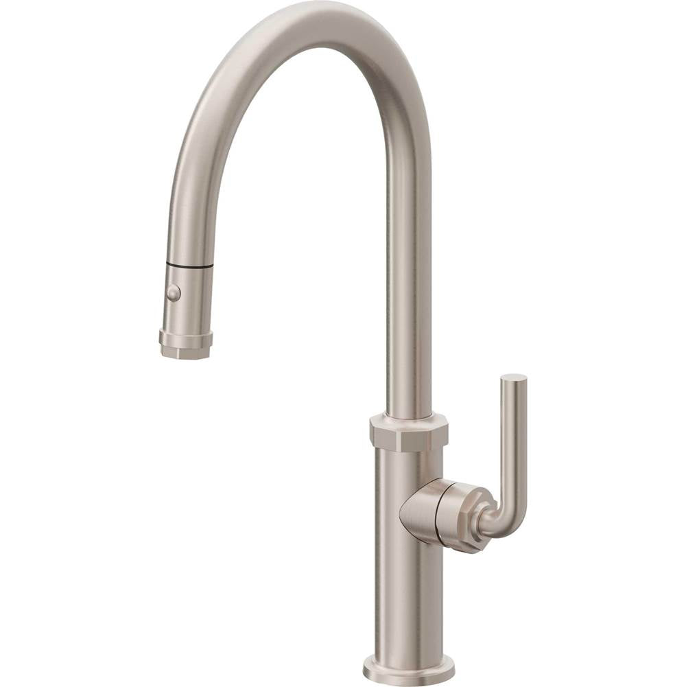 California Faucets Pull-Down Kitchen Faucet with Button Sprayer  - High Arc Spout