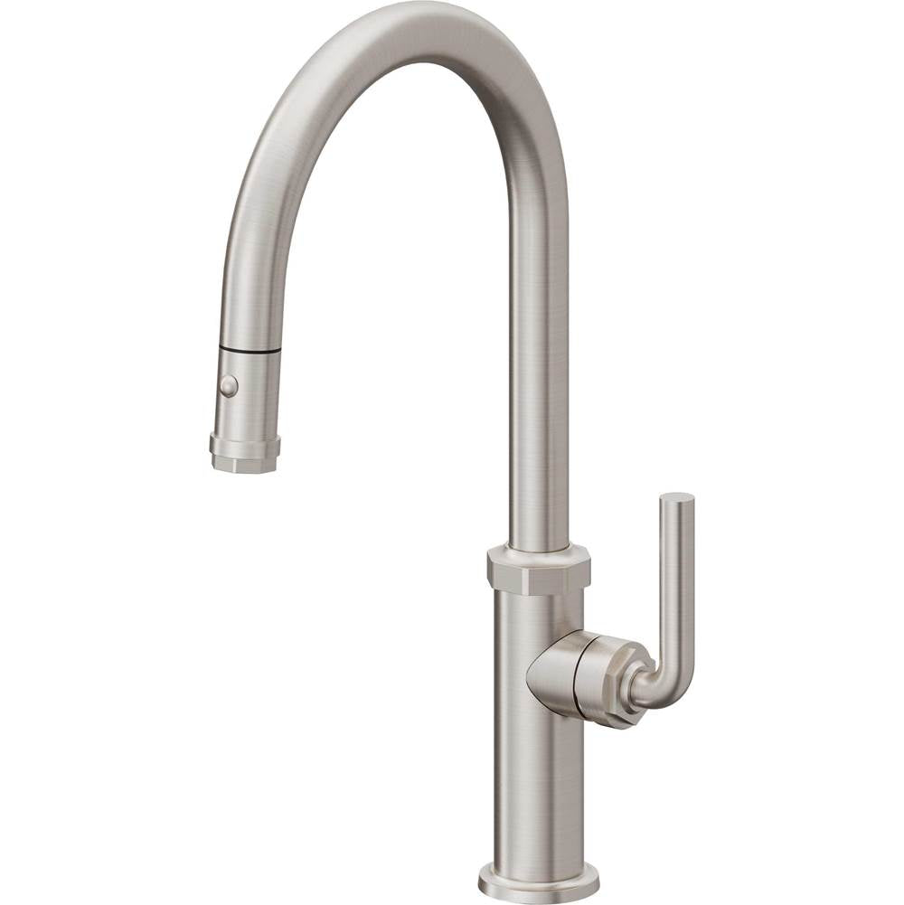 California Faucets Pull-Down Kitchen Faucet with Button Sprayer  - High Arc Spout