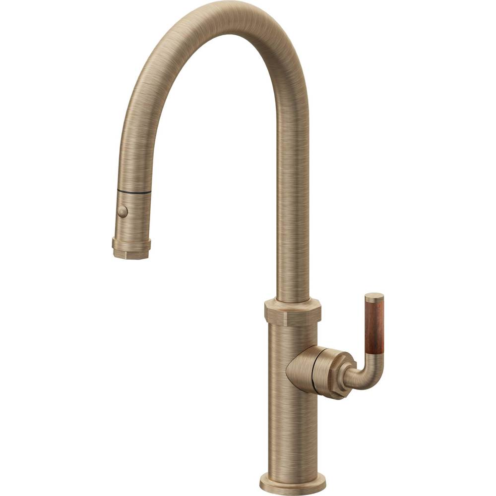 California Faucets Pull-Down Kitchen Faucet with Button Sprayer  - High Arc Spout