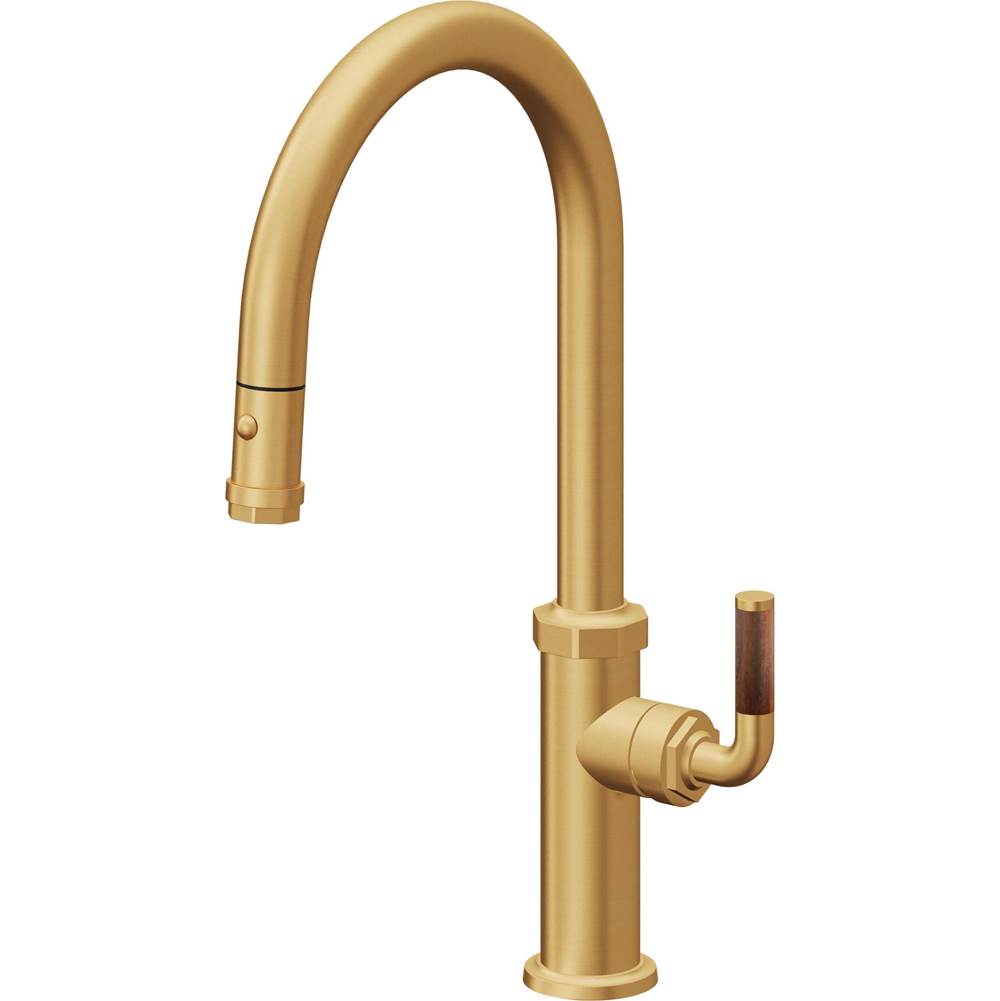 California Faucets Pull-Down Kitchen Faucet with Button Sprayer  - High Arc Spout