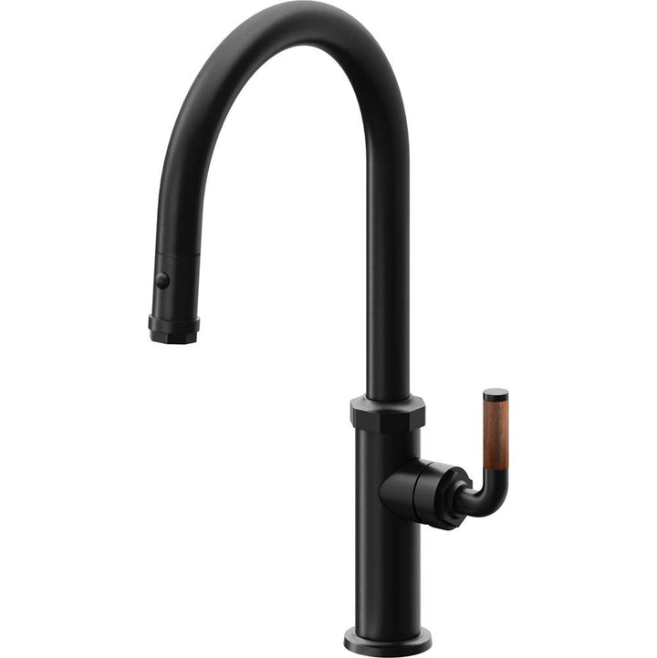 California Faucets Pull-Down Kitchen Faucet with Button Sprayer  - High Arc Spout