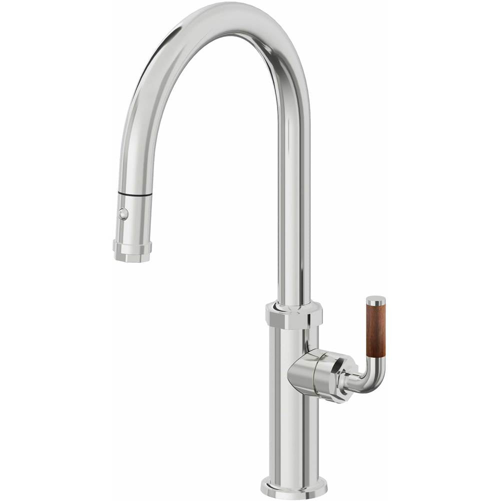 California Faucets Pull-Down Kitchen Faucet with Button Sprayer  - High Arc Spout