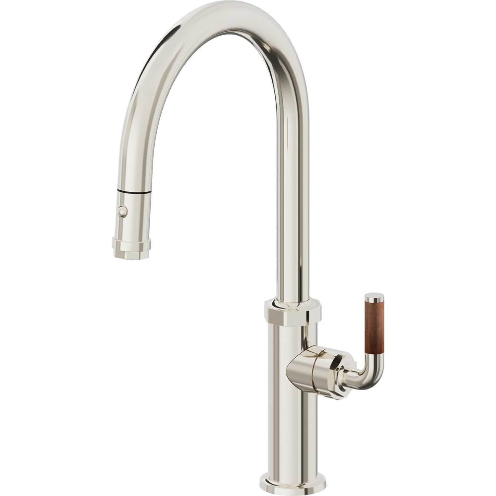California Faucets Pull-Down Kitchen Faucet with Button Sprayer  - High Arc Spout